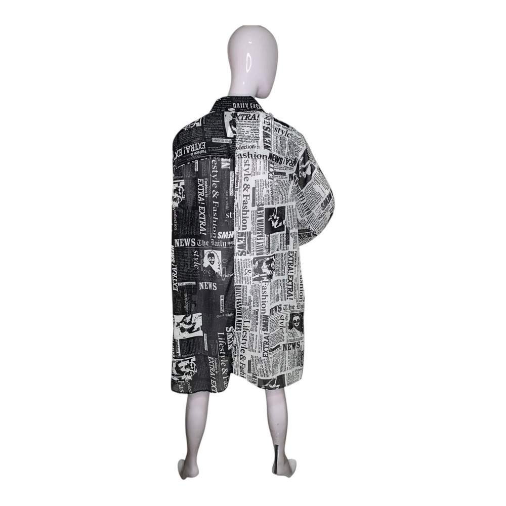 Live 4 Truth NWOT Newspaper Black & White Print Kimono-Cover Long Sleeve Size 3X - Picture 6 of 12